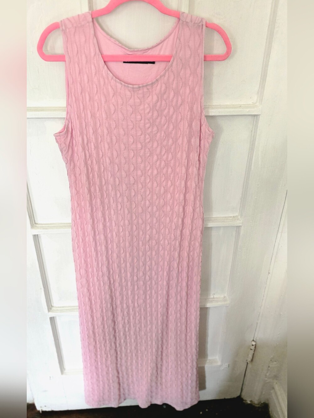 New York & Company Sleeveless Cable-Knit Maxi Dress in Light Pink